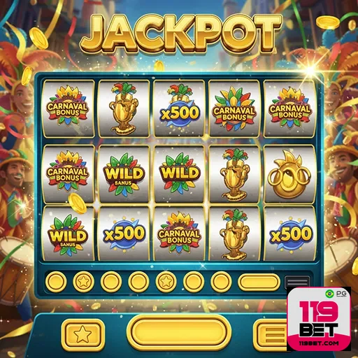 Imagem de slots online com personagens coloridos e símbolo de jackpot